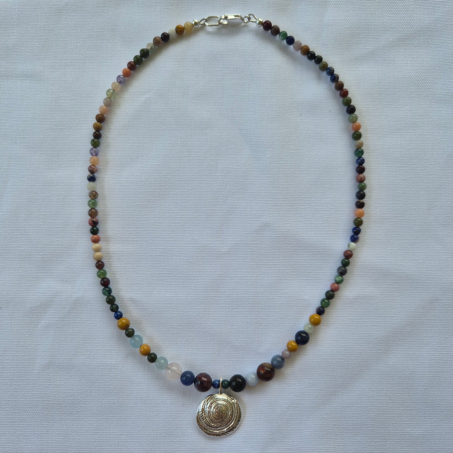 Sandcast Sundial Mixed Bead Necklace