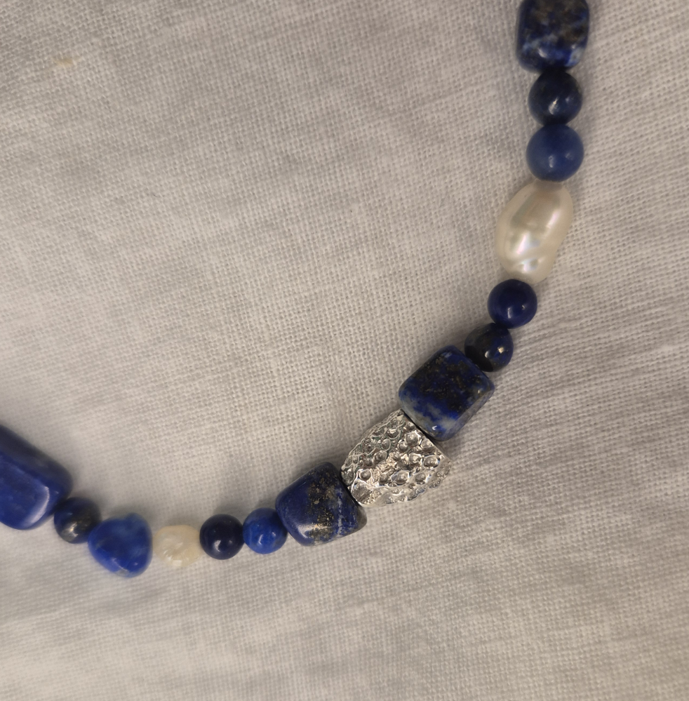 Lapis Lazui with Sandcast Coral Bead