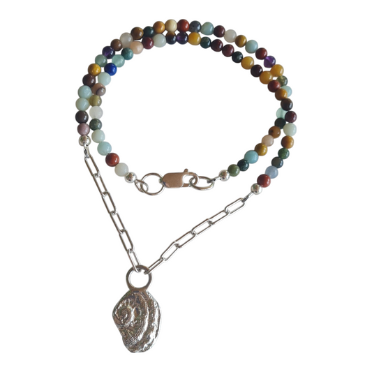 Mixed gemstone with Abalone Pendant