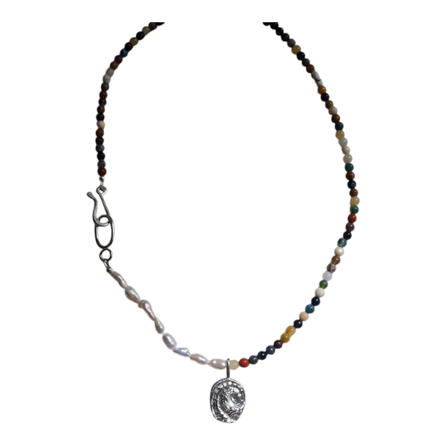 Beaded Silver Abalone Necklace