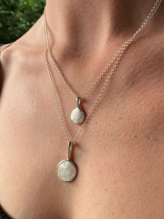 Large Sterling Silver Impression Pendant - CAIRNS LOCAL