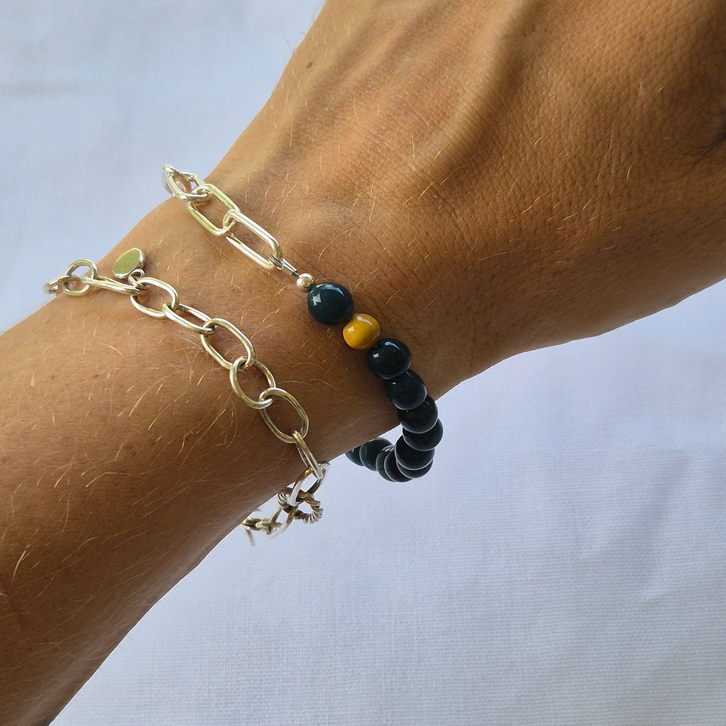 Mookaite and Glass Bead Bracelet v.2